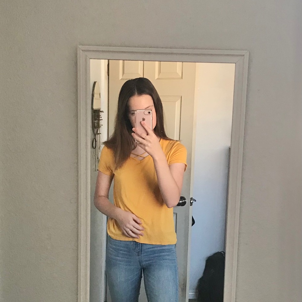 Yellow Top with a Crisscross Detail